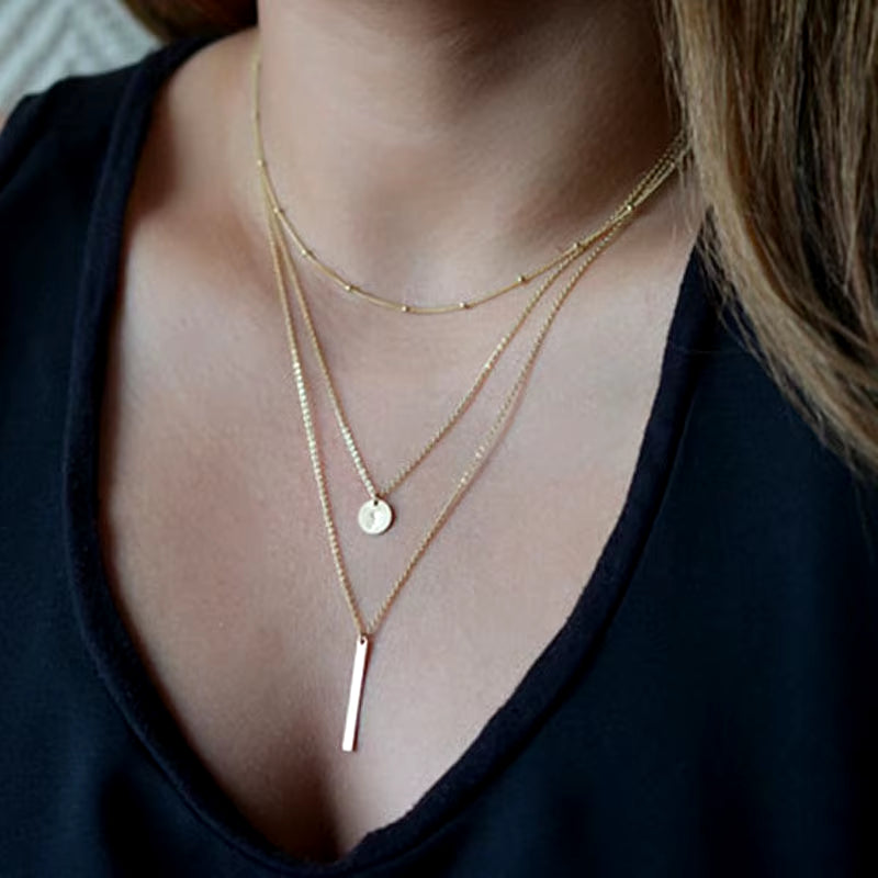 Crystal Zircon Heart and Star Charm Pendant Necklace for Women, Fashion Layered Charms Rhinestone Female Vintage Jewelry Gifts