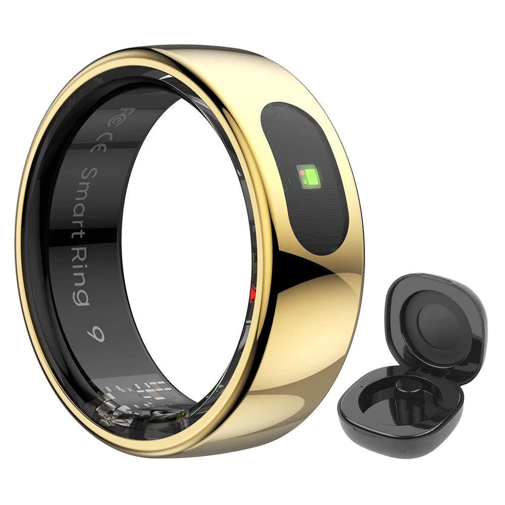 Smart Ring R08 Health and Sleep Monitor 5ATM Waterproof Sports Fitness Tracker with Charging Case for Xiaomi Samsung Phone